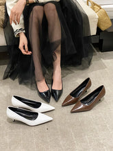 LBSFY  -  Pointed Toe Women Pumps Shallow Slip On Thin Mid Heels Black White Brown  New Office Work Shoes Sexy Party Pumps Size 35-39